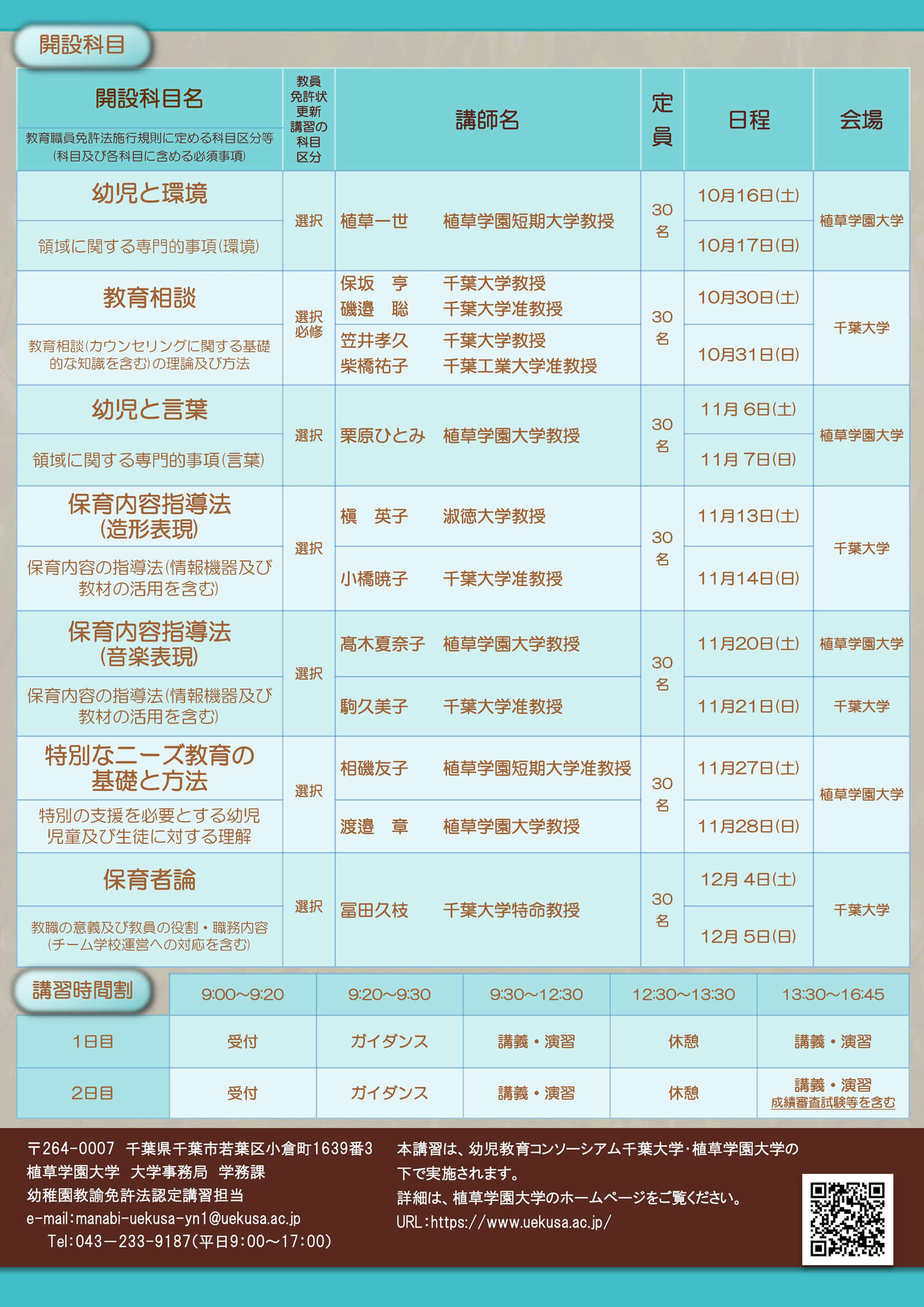 幼稚園教諭免許法認定講習 植草学園大学 植草学園短期大学