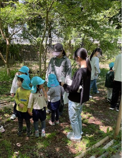 附属弁天こども園の「森の日」学生ボランティア